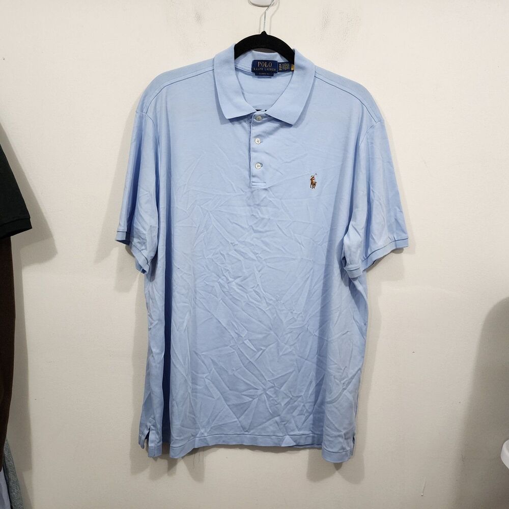 Polo Ralph Lauren Classic Fit Short Sleeve Polo Shirt Light Blue Men 2XL